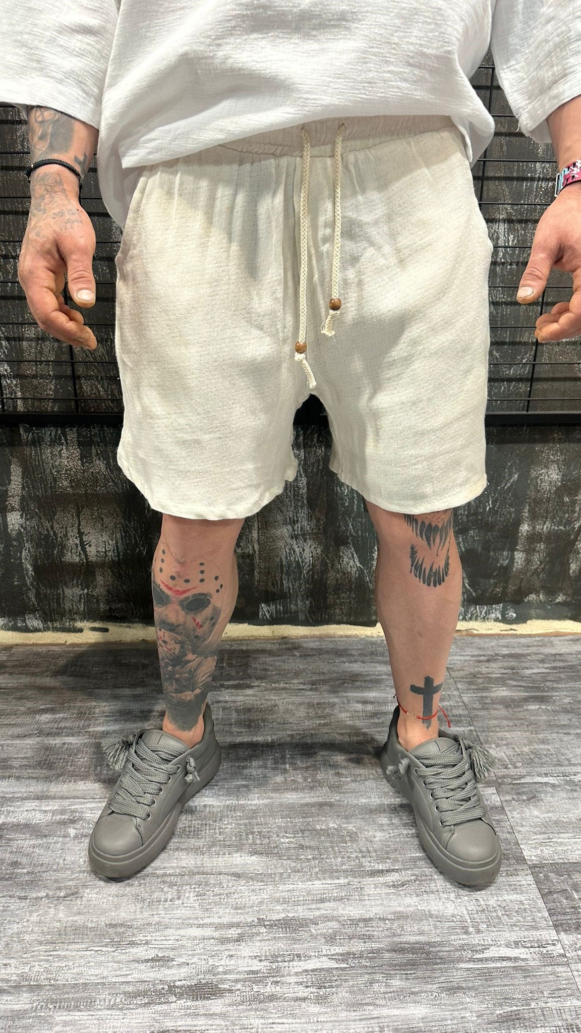 LINEN SHORTS NATURAL BEIGE DJANI