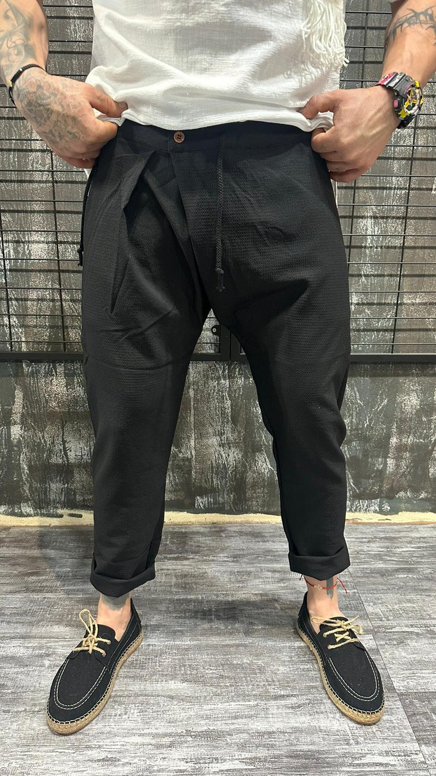 COTTON TROUSERS BLACK STREET FIT DJANI
