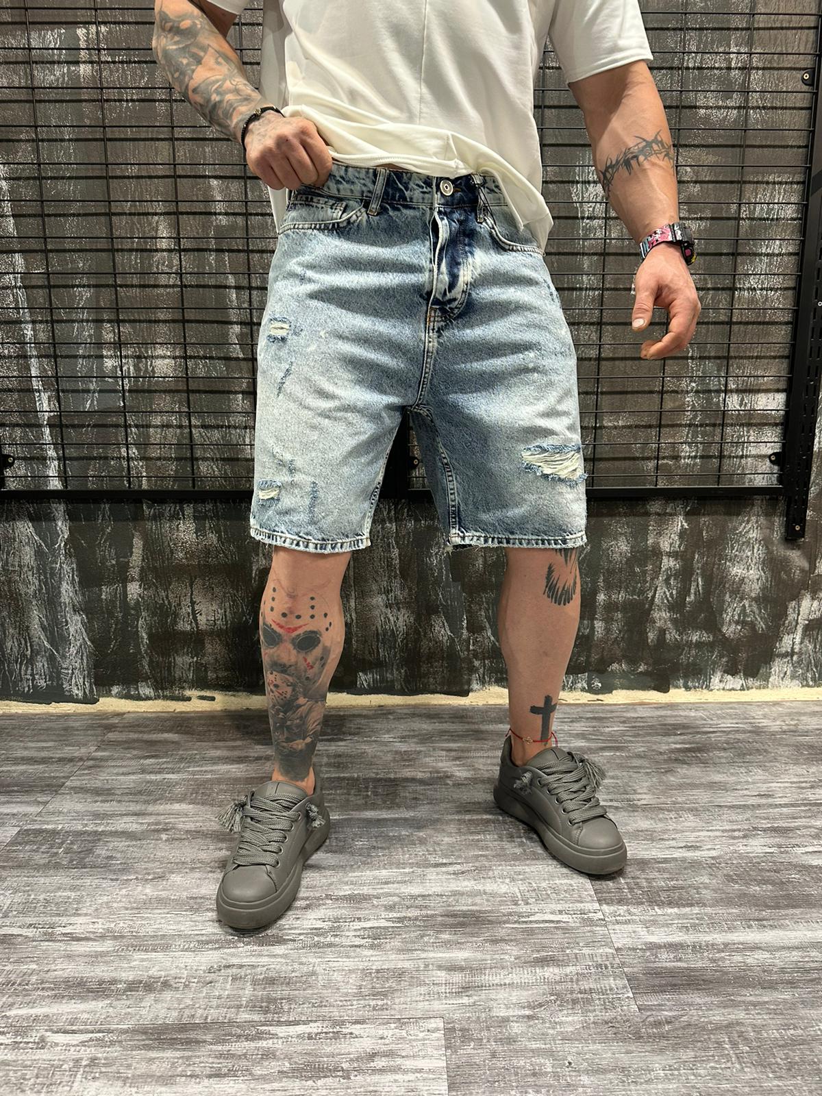DENIM SHORTS ACID BLUE WASH DJANI