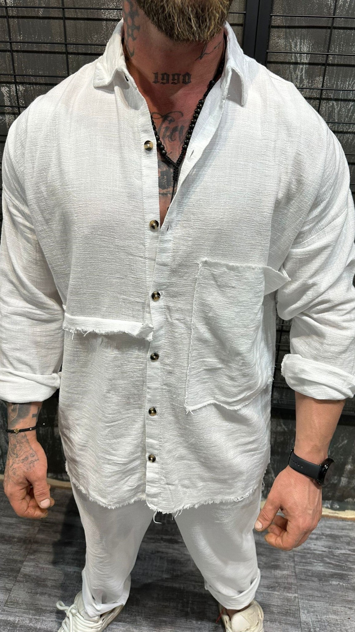 DISTRESSED SHIRT WHITE DJANI