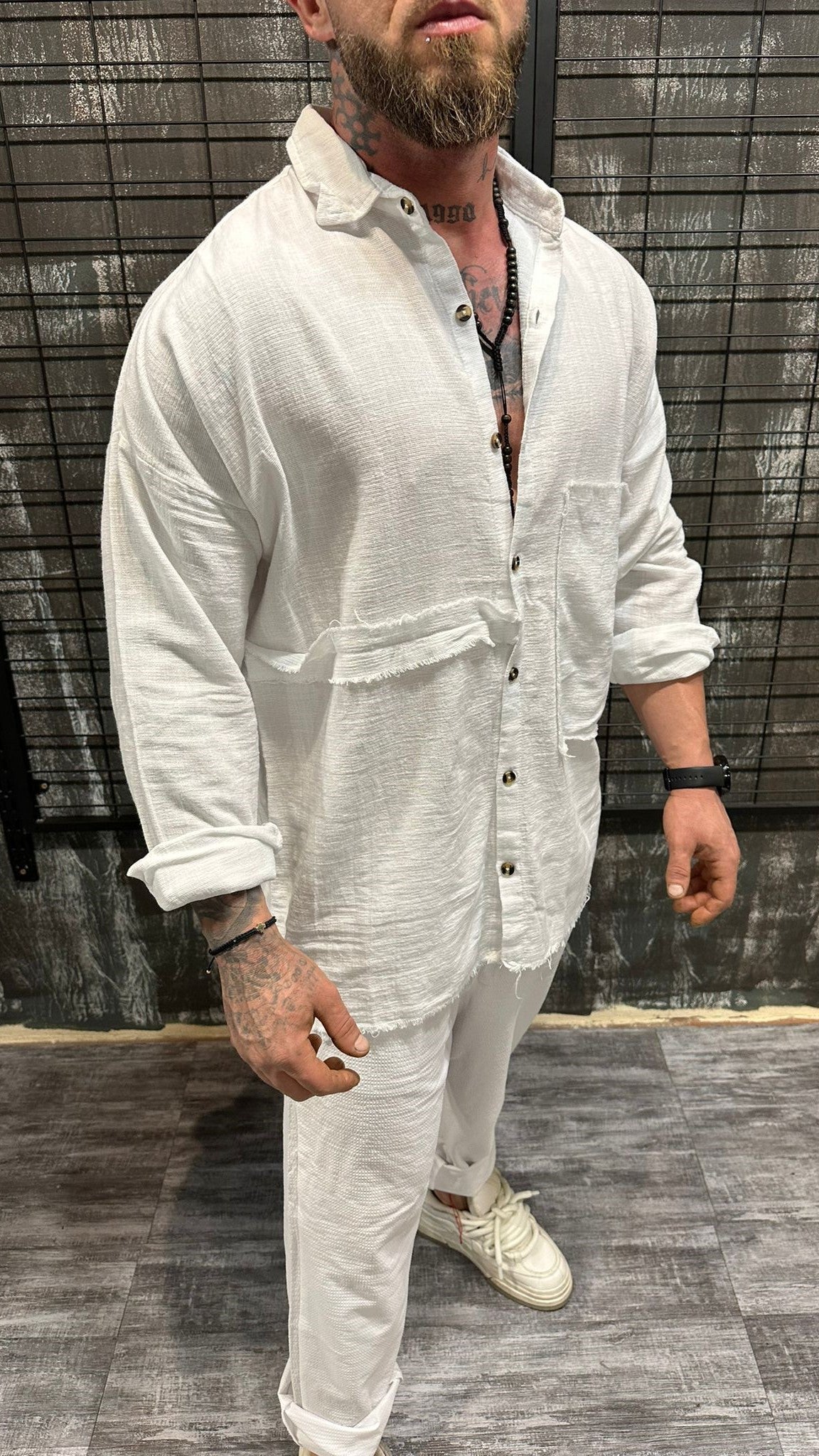 DISTRESSED SHIRT WHITE DJANI