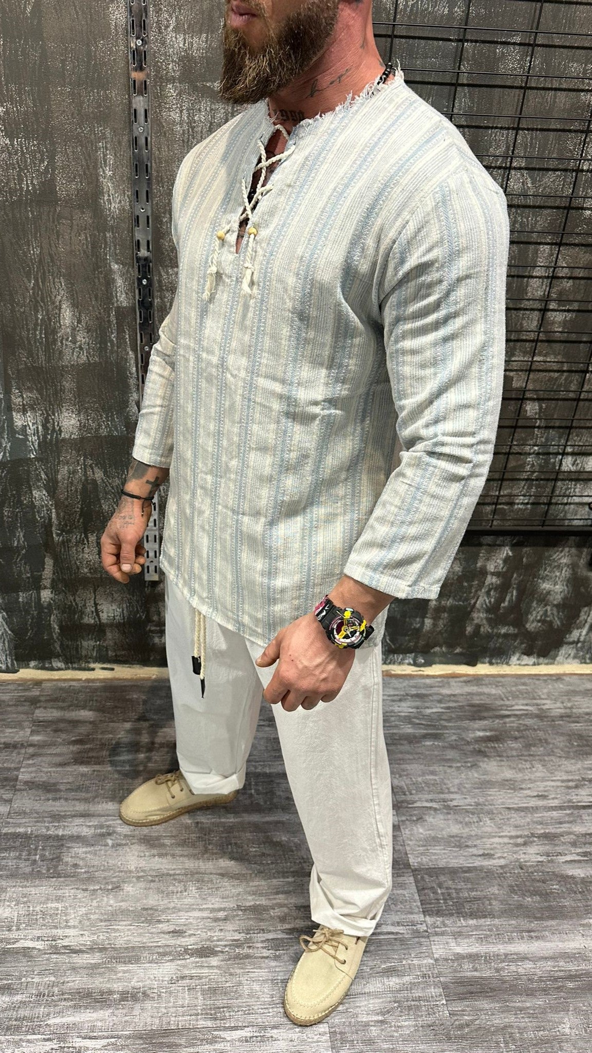 NAUTICAL LACE-UP SHIRT WHITE DJANI