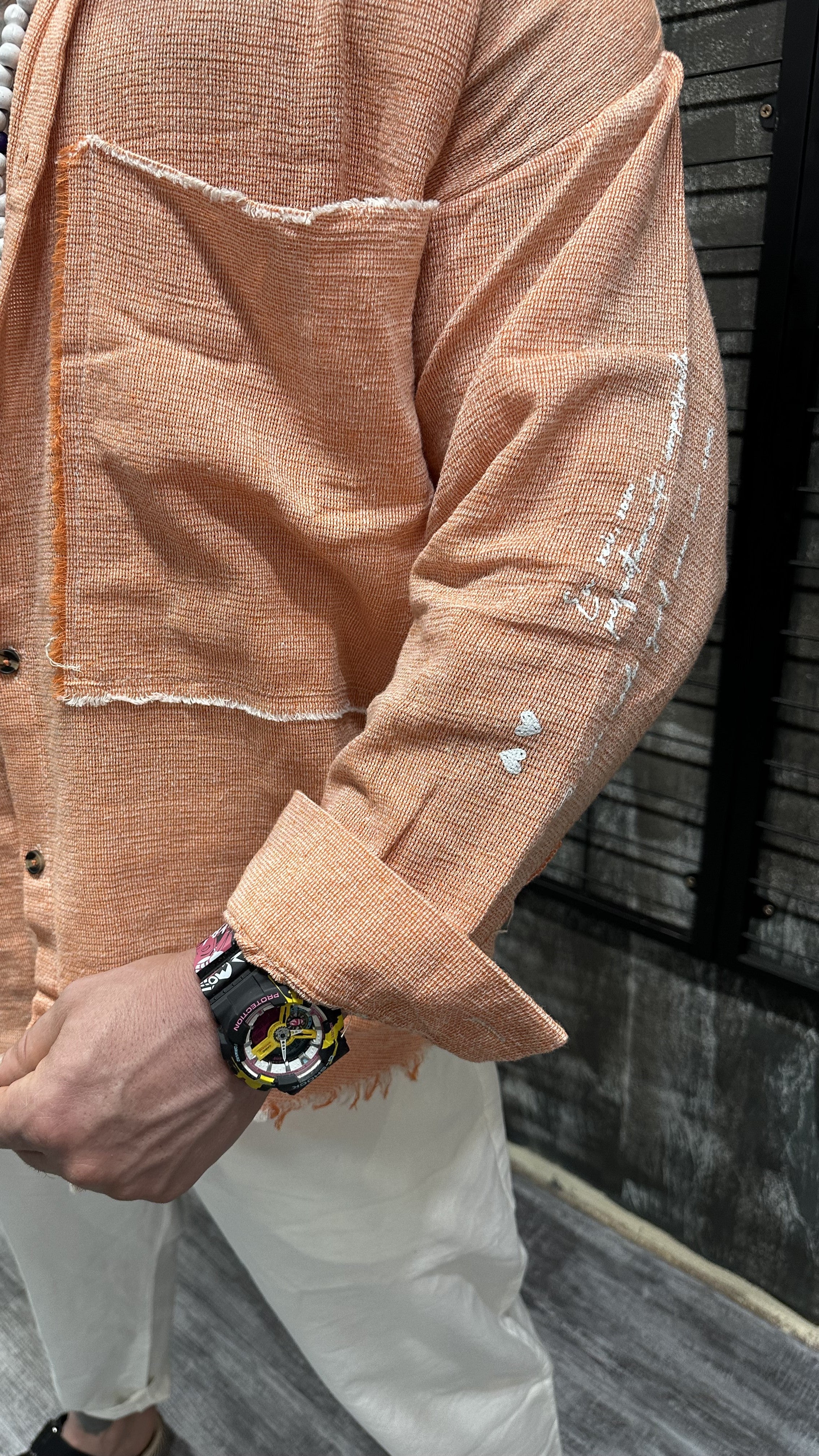 RAW EDGE ORANGE LINEN SHIRT DJANI