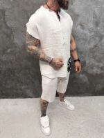Мъжки summer set с oversized потник и къси панталони – White Tribal Summer Set