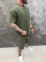 Мъжки summer set с oversized тениска и къси панталони – Khaki Tribal Summer Set - Image 3