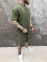Мъжки summer set с oversized тениска и къси панталони – Khaki Tribal Summer Set