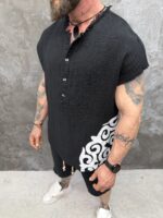 Мъжки summer set с oversized потник и къси панталони – Black Tribal Summer Set - Image 4