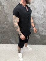 Мъжки summer set с oversized потник и къси панталони – Black Tribal Summer Set - Image 3