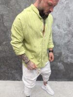 Lime Breeze Shirt – Мъжка риза с яка тип Mandarin - Image 2