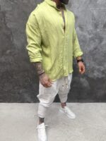 Lime Breeze Shirt – Мъжка риза с яка тип Mandarin - Image 3