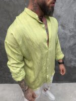 Lime Breeze Shirt – Мъжка риза с яка тип Mandarin - Image 6