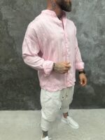 Blush Breeze Shirt – Мъжка риза в пастелно розово с Mandarin яка - Image 6