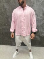 Blush Breeze Shirt – Мъжка риза в пастелно розово с Mandarin яка - Image 4