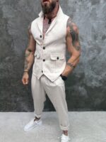 Sahara Linen Set – Мъжки ленен комплект с елек и панталон - Image 5