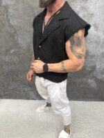 NOIR RAW – Premium Sleeveless Linen Shirt - Image 2