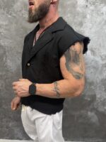NOIR RAW – Premium Sleeveless Linen Shirt - Image 5