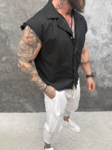NOIR RAW – Premium Sleeveless Linen Shirt - Image 6
