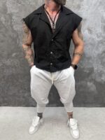 NOIR RAW – Premium Sleeveless Linen Shirt - Image 7