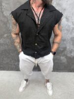 NOIR RAW – Premium Sleeveless Linen Shirt