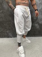 Linen Drop Crotch Pants – White
