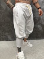Linen Drop Crotch Pants – White - Image 3