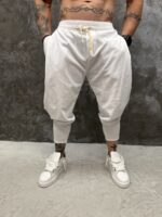 Linen Drop Crotch Pants – White - Image 5