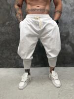 Linen Drop Crotch Pants – White - Image 2
