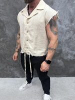 SAND RAW – Premium Sleeveless Linen Shirt или - Image 5