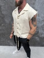 SAND RAW – Premium Sleeveless Linen Shirt или - Image 6