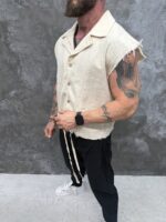 SAND RAW – Premium Sleeveless Linen Shirt или - Image 4