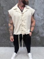 SAND RAW – Premium Sleeveless Linen Shirt или