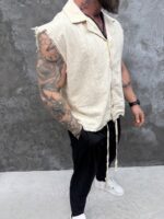 SAND RAW – Premium Sleeveless Linen Shirt или - Image 8