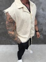 SAND RAW – Premium Sleeveless Linen Shirt или - Image 3