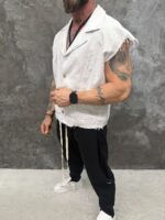 IVORY RAW – Premium Sleeveless Linen Shirt - Image 4