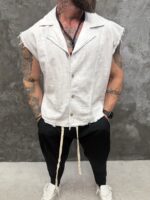 IVORY RAW – Premium Sleeveless Linen Shirt