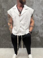 IVORY RAW – Premium Sleeveless Linen Shirt - Image 5