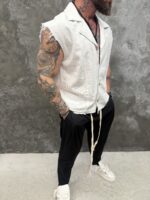 IVORY RAW – Premium Sleeveless Linen Shirt - Image 6
