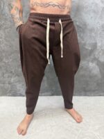 Linen Drop Crotch Pants – BROWN