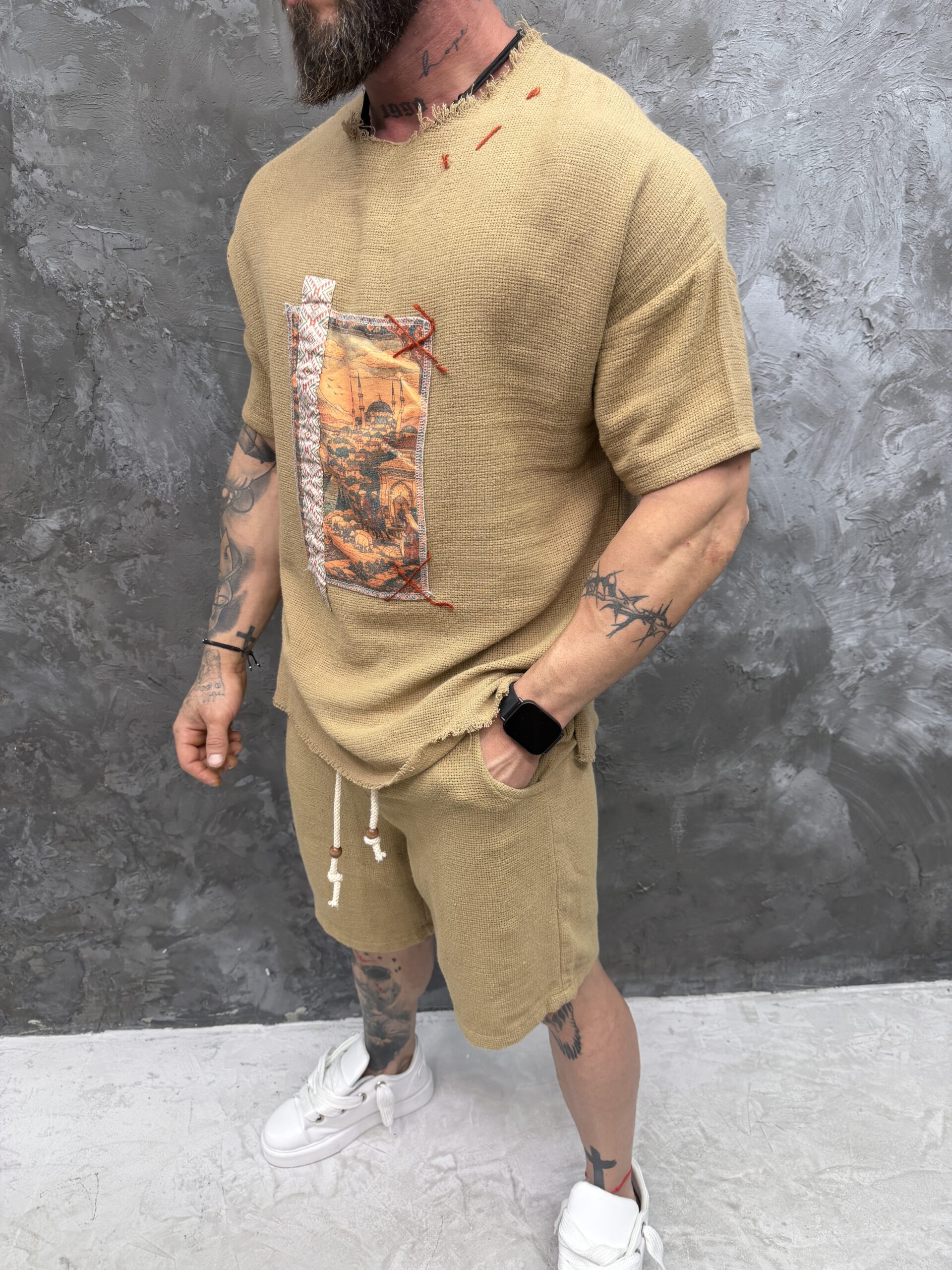 IMG_3814 Тениска с текстуриран памук Heritage Mosaic T-Shirt - Image 1