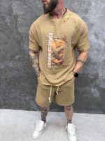 Тениска с текстуриран памук Heritage Mosaic T-Shirt - Image 4