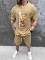 Тениска с текстуриран памук Heritage Mosaic T-Shirt - Image 3