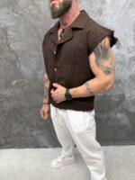 Chocolate Brown – Premium Sleeveless Linen Shirt - Image 6