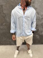Azure Linen Shirt – Sky Blue - Image 5