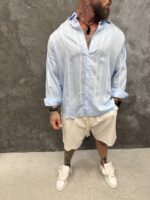 Azure Linen Shirt – Sky Blue - Image 4