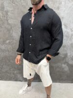 Noir Linen Shirt – Black - Image 3