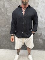 Noir Linen Shirt – Black - Image 2