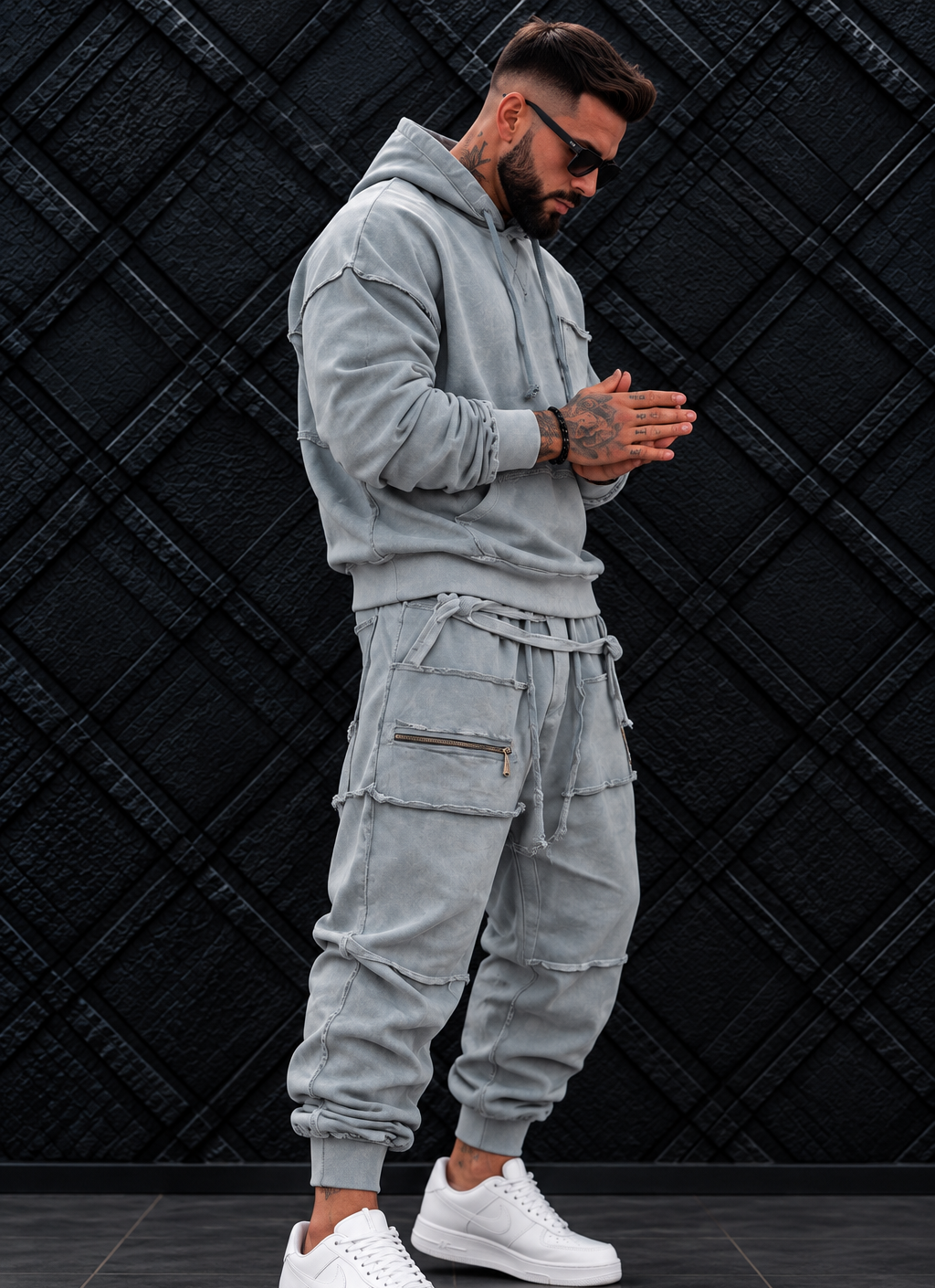 Brooding Urban Streetwear Portrait FASHION 1968 SILVER GREY - Image 1
